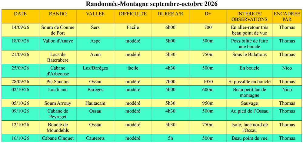 programme montagne septembre octobre 26 programme montagne septembre octobre 26
